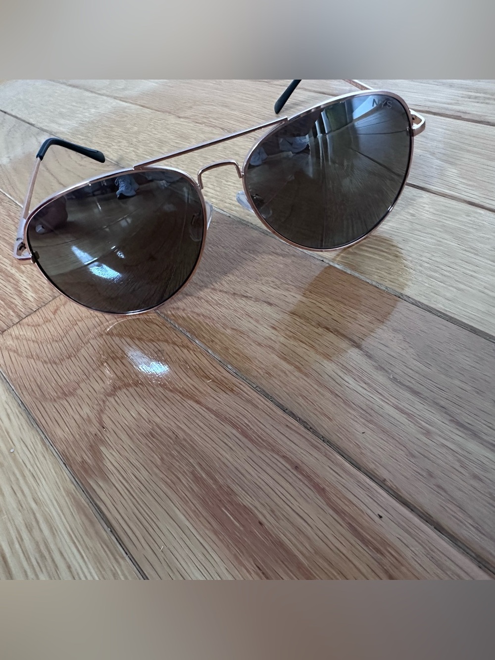 Aviator Sunglasses - Black Lenses, Rose Gold Frame